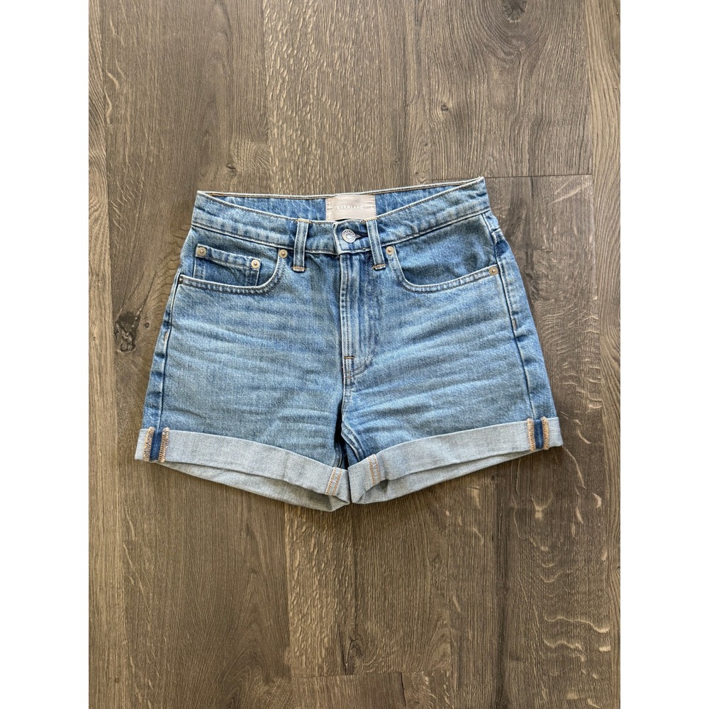 Everlane‎ Relaxed Short Denim Shorts 24 Light Blue 100% Cotton Cuffed NWOT